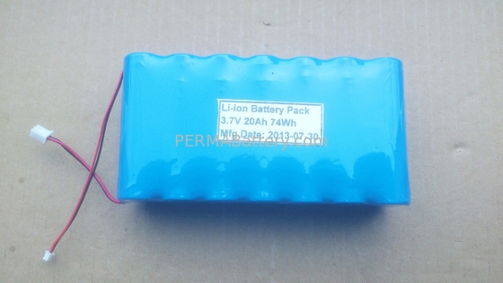 China High Quality Li-ion 18650 3.7V 20Ah Battery Pack with full Protection and 2 Connectors supplier