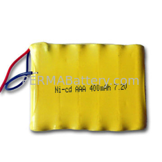 China Rechargeable Ni-CD AAA 7.2V 400mAh Battery Pack with Flying Leads supplier