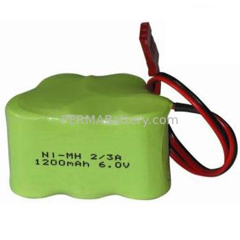 China Rechargeable NiMH 2/3A 6V 1200mAh Battery Pack with Connector supplier