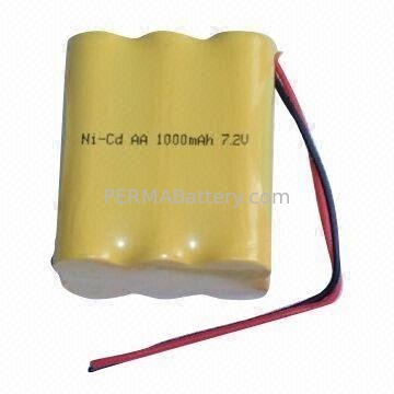 China Rechargeable Ni-CD AA 7.2V 1000mAh Battery Pack with Various Terminals supplier