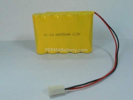 China Rechargeable Ni-CD AA 6V 800mAh Battery Pack with Connector supplier