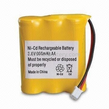 China Rechargeable Ni-CD AA 3.6V 900mAh Battery Pack with Connector supplier