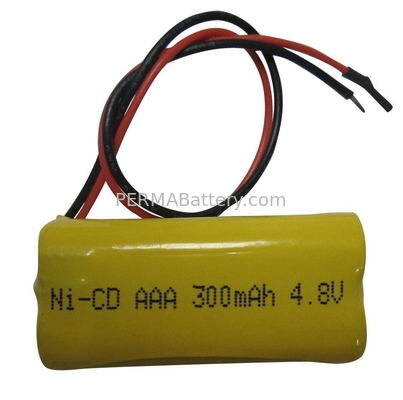 China Rechargeable Ni-CD AAA 4.8V 300mAh Battery Pack with Leading Wires supplier