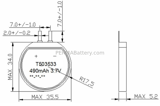 Circular, thin, shape-free and high energy density Lithium Polymer Batteries for wearable devices supplier